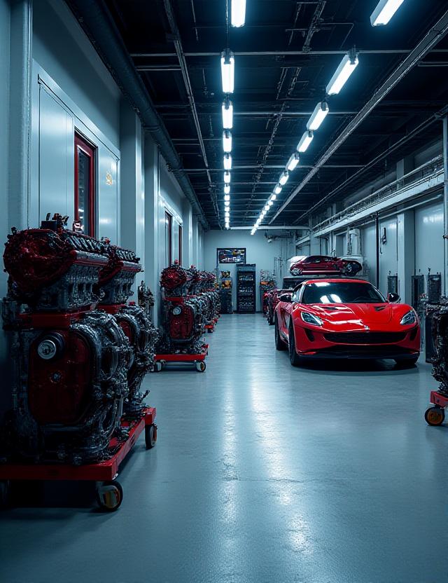 Binnenkant van de moderne werkplaats van Grove Performance in Tilburg